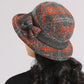 ✨2026 Dam vintage rutig clochehatt i konstull