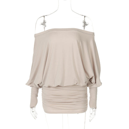 👗✨ Modig plisserad kjol med bar axel – tidlös minimalistisk stil, figursmickrande snitt, bekväm hela dagen! ✨👗