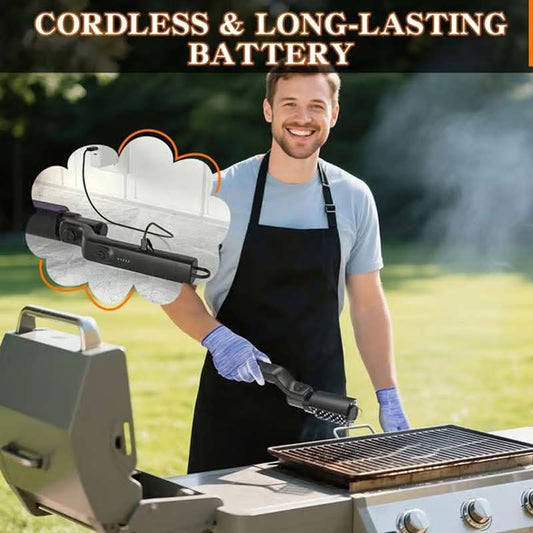 🔥 50% RABATT NU! Trådlös elektrisk grillborste – 2600mAh, djuprengöring, snabbbyte av huvuden & ergonomisk design – perfekt för trädgården, campingen och grillfester 🍖⚡