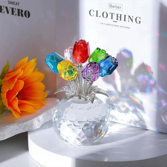 🎈Vinterrea🎈 Tidsbegränsad 50% rabatt! 💕 🌹 Evig Kristallrosblomma Figurin i Vas