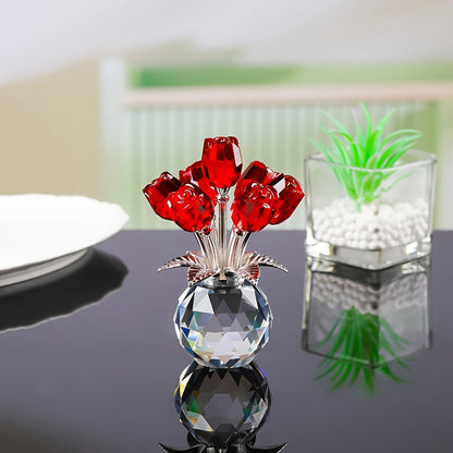 🎈Vinterrea🎈 Tidsbegränsad 50% rabatt! 💕 🌹 Evig Kristallrosblomma Figurin i Vas