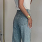 💎 Premium Stenförsedda Jeans Dam | Vintage Tvättad, Höjmidja, Rak Siluett 👖