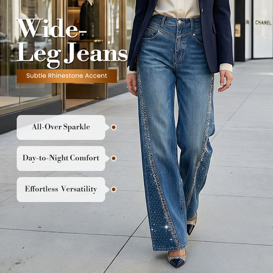 🎉 50% RABATT! 💥 Ny kollektion 2026 – jeans med breda ben för kvinnor med strass för en smalare, glittrande siluett ✨👖