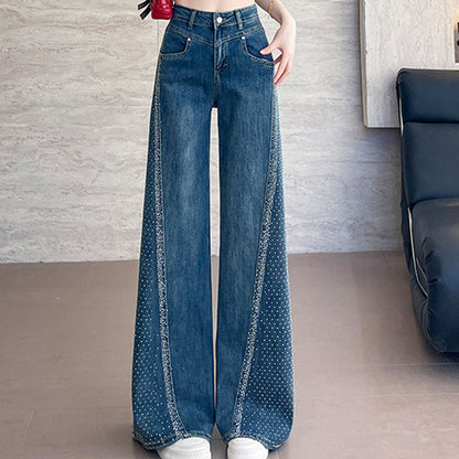 🎉 50% RABATT! 💥 Ny kollektion 2026 – jeans med breda ben för kvinnor med strass för en smalare, glittrande siluett ✨👖