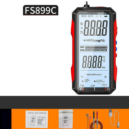 📢2026 Hetsäljande vara - 50% rabatt⏰USB-laddningsbar digital multimeter – True RMS, automatiskt område, bakgrundsbelyst LCD-display, CAT III 1000V 🛡️