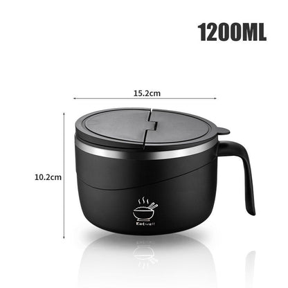 🍜✨ 50% RABATT! | Isolerad Ramen-skål i 304 Rostfritt Stål – 1200ml, Läcksäker & Dubbelväggig!