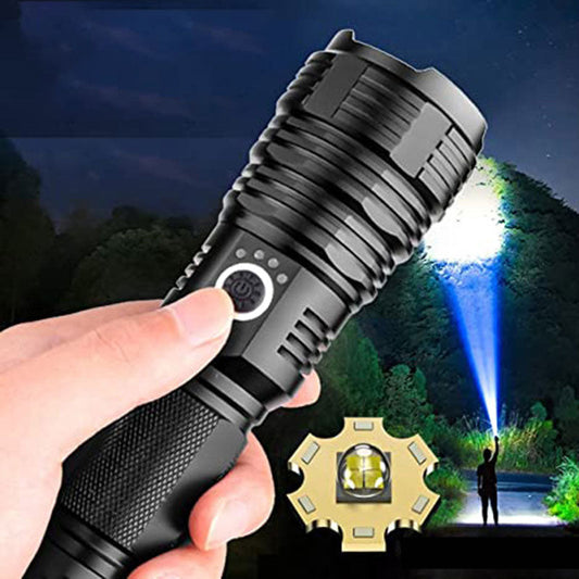 🔦 Tidsbegränsad 50 % rabatt! ✨ Superljus uppladdningsbar ficklampa – 25 W, vattentät, zoom, 7 lägen ⚡