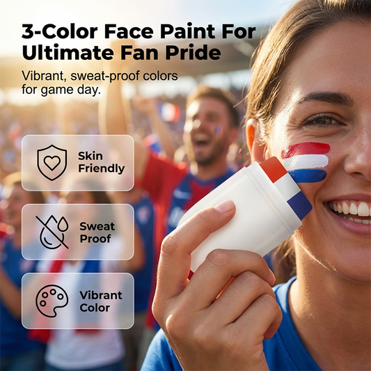 🎁 Köp 1 få 1 gratis!! 💥🌟 Ansiktsmålning med tricolorflagga för VM ⚽🎨