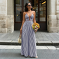 🔥Ny produktlansering✨Få 50 % rabatt nu!💖Women's Striped Halter Neck Maxi Dress