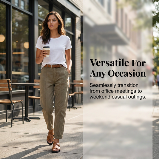 👖 Tidsbegränsad 50 % rabatt! Avsmalnande cargobyxor med hög midja för dam – smal passform, praktiska fickor, skrynkelfritt tyg ✨👜