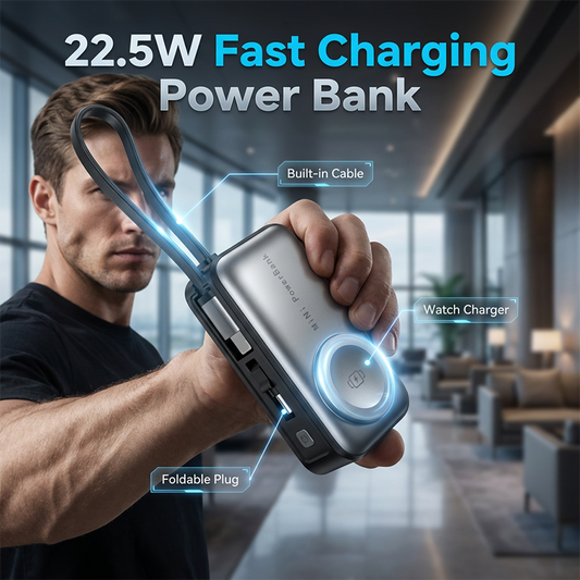 🔋 50 % rabatt! ⚡ Magnetisk powerbank på 5 000 mAh – inbyggd kabel, stöd för trådlös laddning och flamsäkert material – perfekt för resor och vardagsbruk 📱