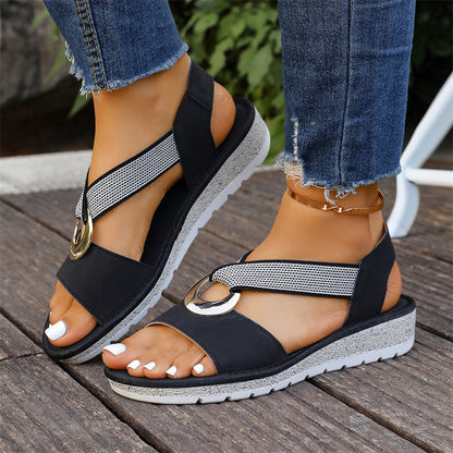✨Het försäljning💖✨Sandaler med elastiska remmar för kvinnor med breda fötter