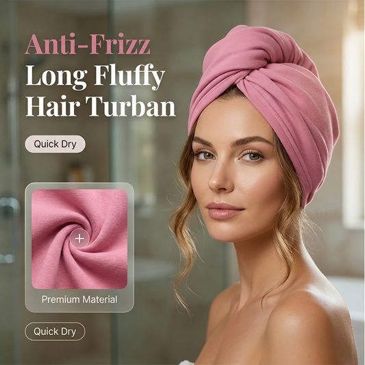 ✨Njut av salongskvalitet hemma-Lång fluffig halsduk med turban