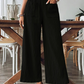 👖 56% RABATT NU!🌿 Dam Casual Enfärgad Löstsittande Byxor – Hög Midja Wide Leg & Skrynklig Textur – Bekväma Lounge Byxor ✨