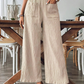 👖 56% RABATT NU!🌿 Dam Casual Enfärgad Löstsittande Byxor – Hög Midja Wide Leg & Skrynklig Textur – Bekväma Lounge Byxor ✨