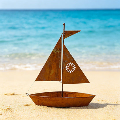 ⛵ Få 50% rabatt nu! 🌱 Metallkruka i form av en segelbåt – Handgjord, väderbeständig och perfekt för suckulenter, örter eller blommor – en charmig trädgårds- eller hylldekoration 🏡