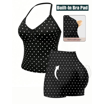 ✨50% RABATT NU! ✨Set med halterneck-top med prickar och shorts