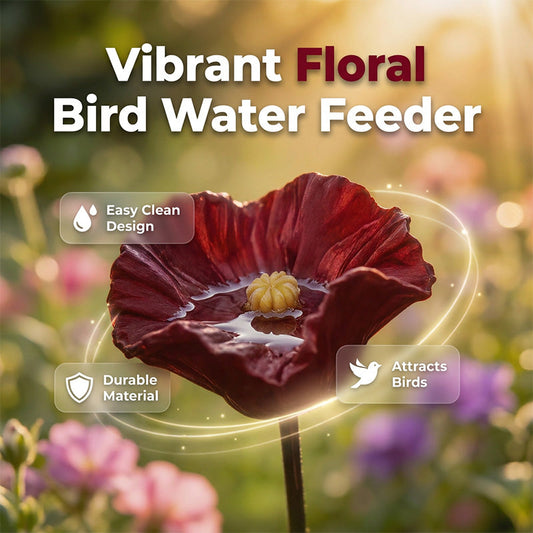 🎨🐦💧 Färgglatt fågelbadkar med blommönster 🌸🌼