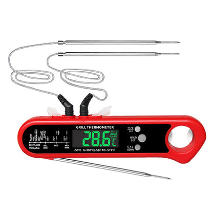 🔥【50 % rabatt】🔥🌡️Kötttermometer med dubbla sondfunktioner🥩 – Omedelbar avläsning, magnetisk, vikbar, med flasköppnare