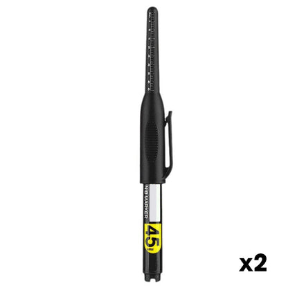 ✍️ Köp 1 få 1 gratis! 📏 Dyp Hål Markeringspenn – 45mm Lang Spiss, Vanntett & Rasktørkende – Når Trange Steder, Innebygd Linjal & Lommeklemme 🔧