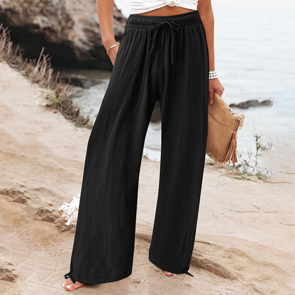 🌬️👖Dambyxor med hög midja och vida ben, avslappnade--Lätt och bekväm, skapa enkelt en snygg look!
