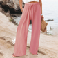 🌬️👖Dambyxor med hög midja och vida ben, avslappnade--Lätt och bekväm, skapa enkelt en snygg look!