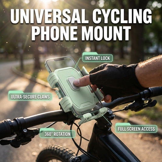 🎉 Tidsbegränsat erbjudande! 🚴📱 Stötdämpande cykeltelefonfäste | ABS-plast | Styr- eller spegelfäste | Säkert och stabilt 🛡️