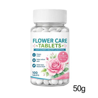 💥 [Begränsat erbjudande: 50 % rabatt] 🔥 Blomvårdstabletter | Förlänger blommornas livslängd | Antibakteriella och luktneutraliserande | 100 tabletter/flaska | Håller vattnet klart