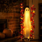 🔥🎁Nyhet 50 % RABATT🔥Hängande Halloween-spöke på Gunga med Fjärrkontroll LED och Lönnlöv