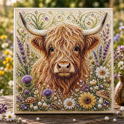 🏆 50% RABATT – NYHET! Highland Ko Pärlkonst DIY‑kit – skapa fantastisk 3D‑konst med glittrande pärlor – avkopplande, kreativt & perfekt som present 🦉💛