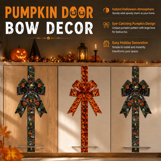 🎃✨ Halloween-erbjudande under en begränsad tid – LED-belyst Halloween-dekoration i form av en rosett till skåp | Lysande pumpa- och spökband för dörrar, skåp och heminredning 👻