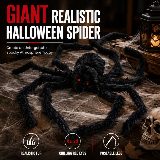 🎃 50 % rabatt | Jättestor spindeldekoration för Halloween 🕷️👻 – Extra stor Halloween-dekoration för trädgård, tomt och hem ✨