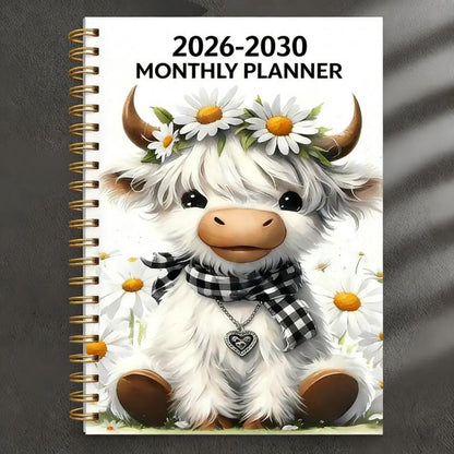 🐮📅 50 % RABATT NU! Söt Månadsplanerare 2026–2030 – Charmig Höglandsko-design för Planering & Vardag ✨
