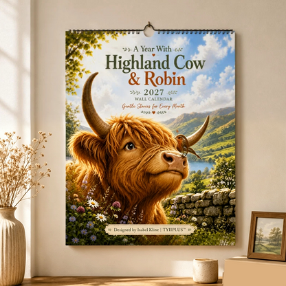 🐮 50% RABATT IDAG – Gör varje månad lite mysigare med charmig rustik konst – Highland Cow-kalender 2027