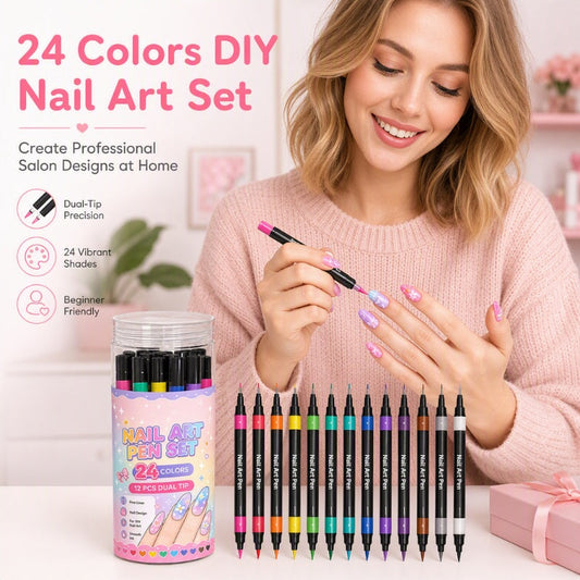 📢📢 50 % RABATT NU! ⏰️ 24 färger dubbeländade nagelkonstpennor set – levande färgurval, dubbeländad design & långvarig lysstyrka – perfekt för DIY-manikyr hemma ✨💅