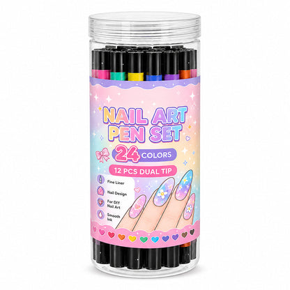📢📢 50 % RABATT NU! ⏰️ 24 färger dubbeländade nagelkonstpennor set – levande färgurval, dubbeländad design & långvarig lysstyrka – perfekt för DIY-manikyr hemma ✨💅