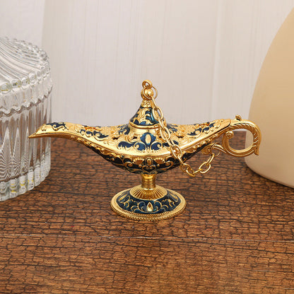 🪔 PRESENTDEAL – Skapa en magisk sagokänsla hemma med detaljrik vintagefinish – Dekorativ Aladdin-lampa i metall