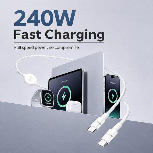 🔋 BEGRÄNSAT ERBJUDANDE – Få kraftfull PD-laddning och smidig magnetisk klockladdning i samma flätade kabel – Multifunktionell laddningskabel