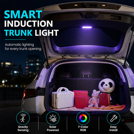 🔥🎁 NYHET – 50 % RABATT 🔆 Solcellsdriven LED-bagageluckbelysning för bilar – automatisk sensor, trådlös, 6 färger, för SUV:ar och andra fordon