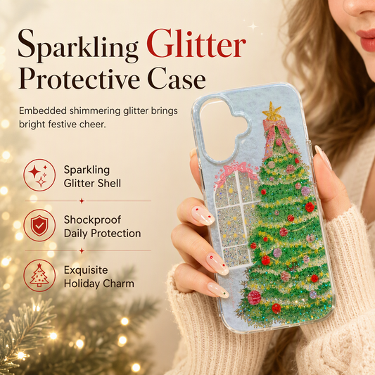 🎄 JULGLITTER I VARJE RÖRELSE – Skydda mobilen med festlig glans – Glittrigt julskal