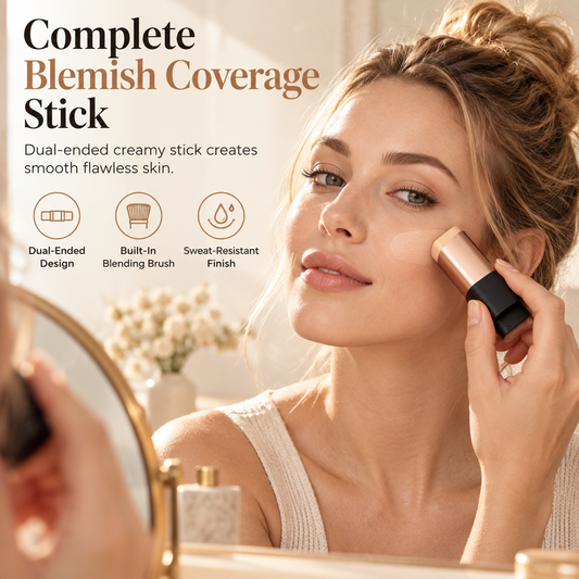 ✨ SUDDA UT RODNAD & OJÄMNHETER – Täck och blenda direkt med inbyggd borste – 2-i-1 Foundation Stick